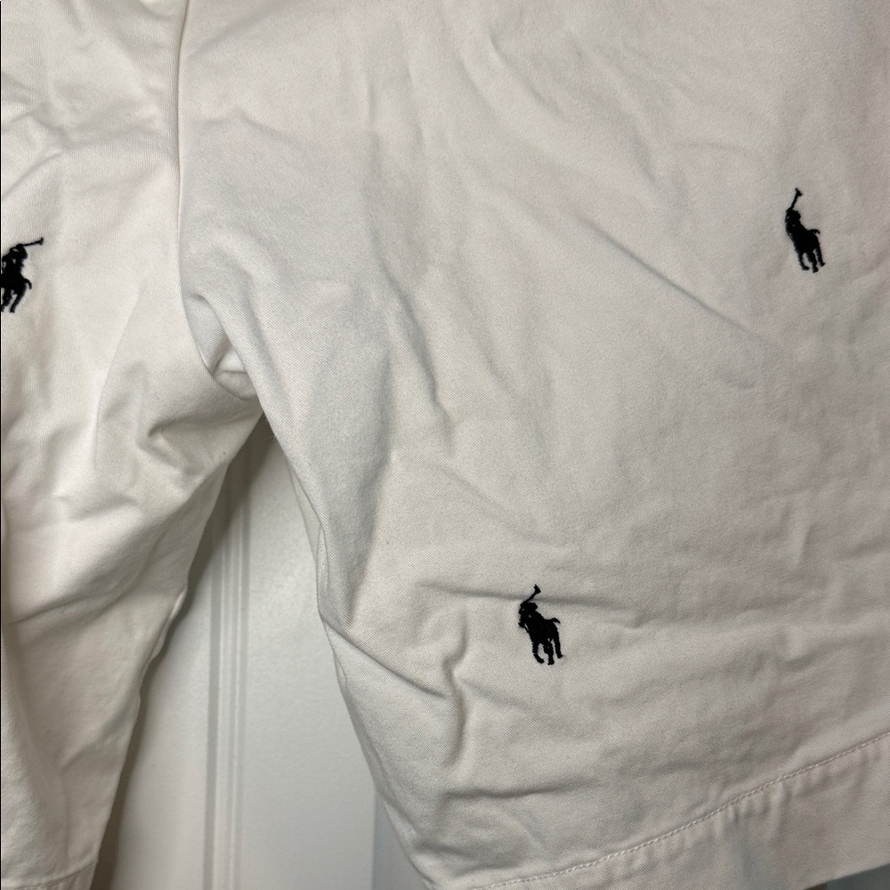 Polo by Ralph Lauren White Embroidered Polo Player Flat Front Shorts - Picture 10 of 14